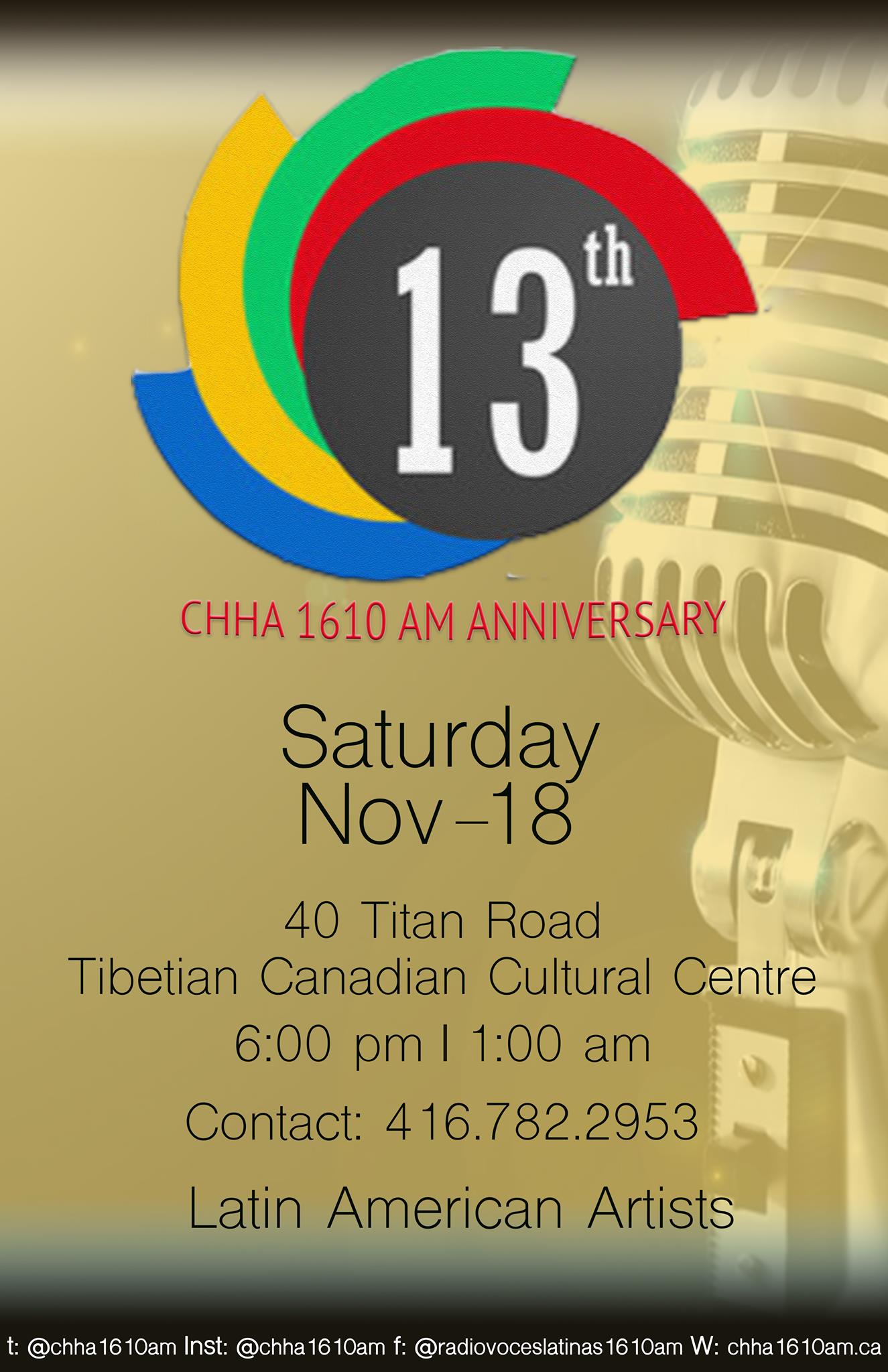 CHHA 1610 AM Radio Voces Latinas celebra su aniversario número 13 en espectacular evento