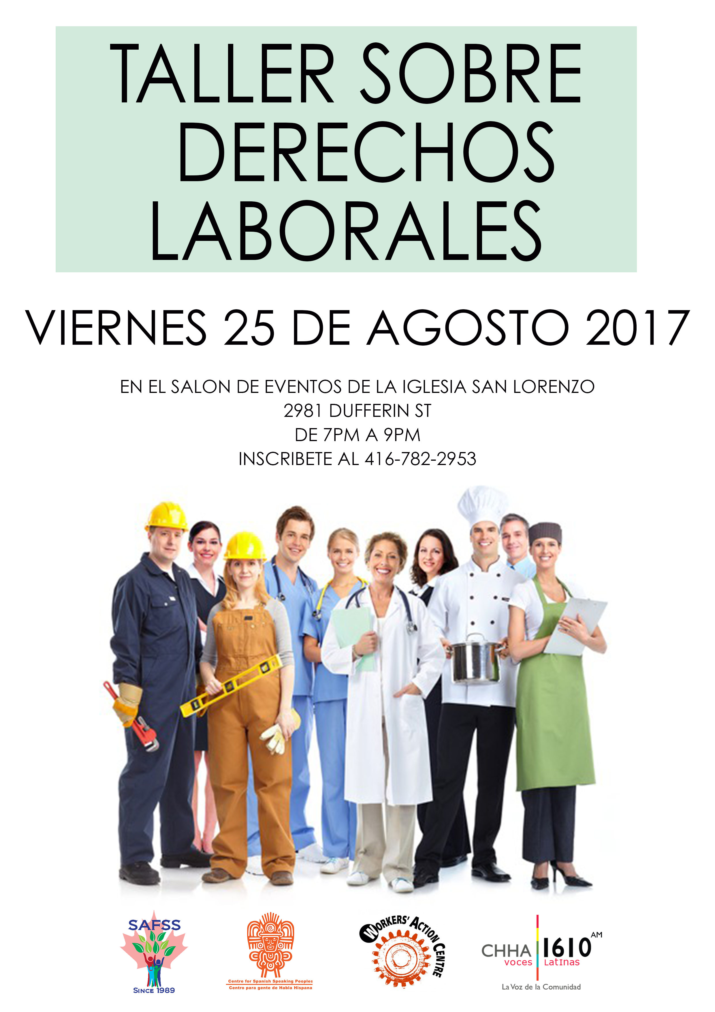 Taller sobre derechos laborales en salón de eventos de Parroquia San Lorenzo